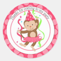 Merci d'anniversaire de singe de fille de danse autocollants