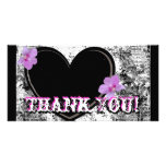 Merci de carte photo, noir, blanc, rose photocarte customisée