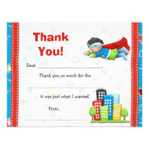 Merci de fête d'anniversaire de super héros faire-parts