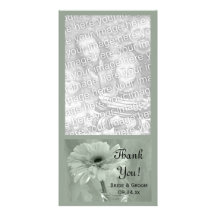 Merci de mariage de marguerite teinté par vert photocarte personnalisée