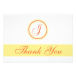 Merci de Monogam de cercle de point de J (orange/j invitations