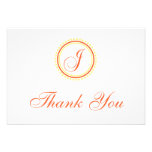 Merci de Monogam de cercle de point de J (orange/j invitations