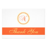 Merci de Monogam de cercle de point de N (orange/j invitations