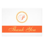 Merci de Monogam de cercle de point de P (orange/j invitations