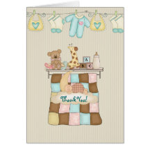 Merci d'édredon de bébé, avec le vers carte de vœux