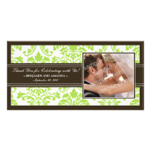 Merci élégant Photocard de mariage damassé : chaux Photocarte Customisée