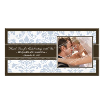 Merci élégant Photocard de mariage damassé : glace Carte Avec Photo