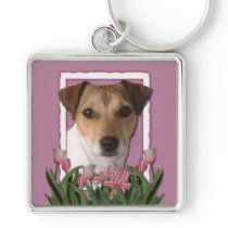 Merci - les tulipes roses - Jack Russell Porte-clefs