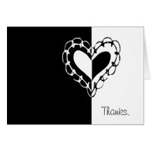 Merci noir et blanc lunatique de mariage de coeur cartes de vœux