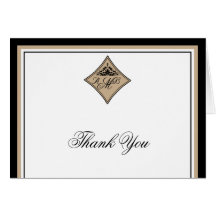 Merci noir et bronzage de monogramme de cadre de d carte de vœux