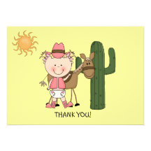 Merci occidental de bébé de poney mignon de cheval invitation personnalisée