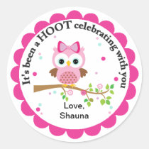 Merci rose de partie de hibou autocollants