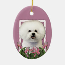 Merci - tulipes roses - Bichon Frise Décoration De Noël