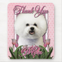 Merci - tulipes roses - Bichon Frise Tapis De Souris