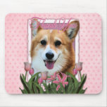 Merci - tulipes roses - corgi - Owen Tapis De Souris