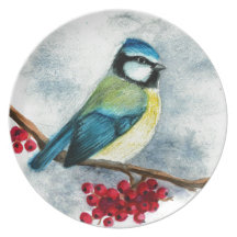 Mésange bleue assiette