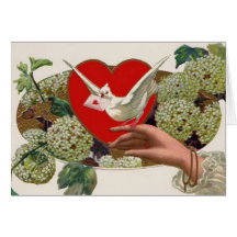 Message de Valentine avec le coeur et la colombe Carte
