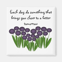 Message inspiré floral pourpre magnets