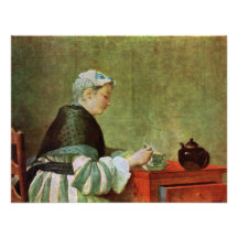 Meurent Teetrinkerin par Chardin Jean-Baptiste Sim Faire-part Personnalisé