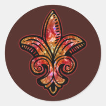 Middeleeuwse Fleur - Rood Ronde Stickers
