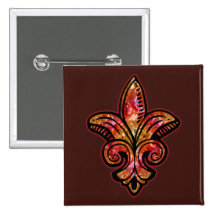 Middeleeuwse Fleur - Rood Speld Button