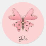 Mignon comme insecte · Rose et papillon de Brown Autocollants