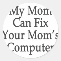 Mijn Mamma kan de Computer van Uw Mamma bevestigen Ronde Sticker