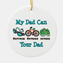Mijn Papa kan Outswim Outbike Triathlon Ornam over Kerst Ornamenten