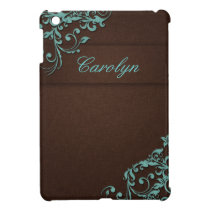 Mini cas d'iPad floral de Brown bleu coques mini ipad