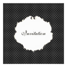 Mini noir simple de points + blanc/cadre de zèbre invitation personnalisée