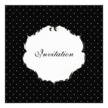 Mini noir simple de points + blanc/cadre de zèbre cartons d'invitation personnalisés
