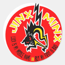 MINX de MALCHANCE rouge et jaune Autocollants