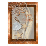 Miroiter le mariage de plage orange de coquillage faire-part