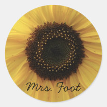 Mme Foot Sunflower Sticker Adhésif Rond
