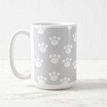 Modèle blanc et gris-clair d'empreinte de patte mugs à café