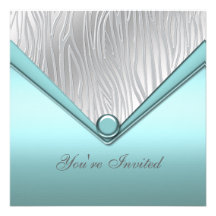 Modèle bleu turquoise argenté d'invitation de part
