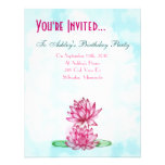 Modèle d'invitation de Lotus rose et bleu do-it-yo