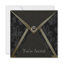 Modèle noir d'invitation de partie de noir d'or de