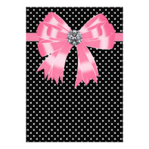 Modèle noir rose d'invitation de point de polka