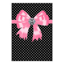Modèle noir rose du point de polka RSVP Cartons D'invitation