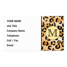 Modèle personnalisé d'empreinte de léopard de mono cartes de visite professionnelles