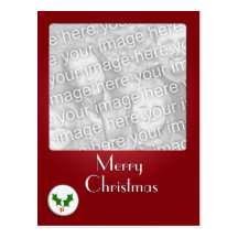 Modèle photo de Noël de bouton de houx Cartes Postales