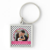 Modèle photo Keychain de mariage de point de polka