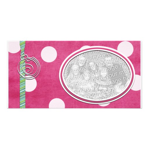 Modèle photo rose de vacances de point de polka cartes avec photo