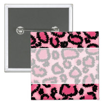 Modèle rose et noir d'empreinte de léopard pin's avec agrafe