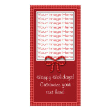 Modèle rouge de carte photo de plaid de Noël migno Cartes Avec Photo