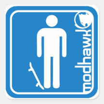 modhawk schaatserblauw vierkante sticker