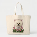 Moederdag - Roze Tulpen - Bichon Frise Draagtas