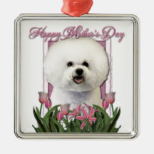 Moederdag - Roze Tulpen - Bichon Frise Kerstboom Ornamenten