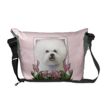 Moederdag - Roze Tulpen - Bichon Frise Messenger Bags